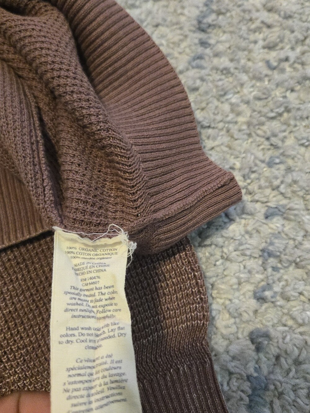 Faherty Men’s Medium 100% Organic Cotton Waffle Knit Sweater Sun-Faded Mauve - Picture 7 of 8
